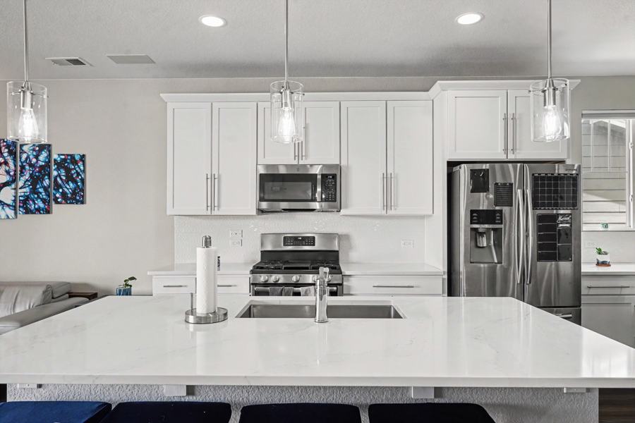 Kitchen, dining and living on one open plan