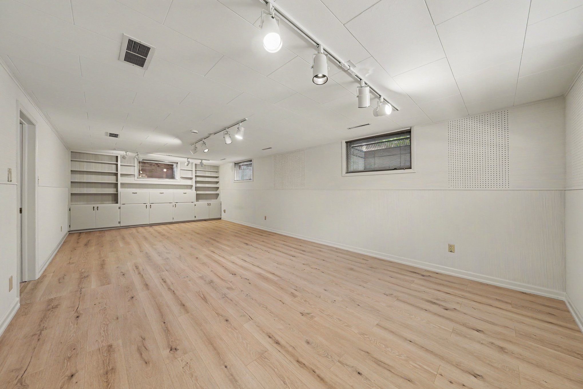 Large finished basement room