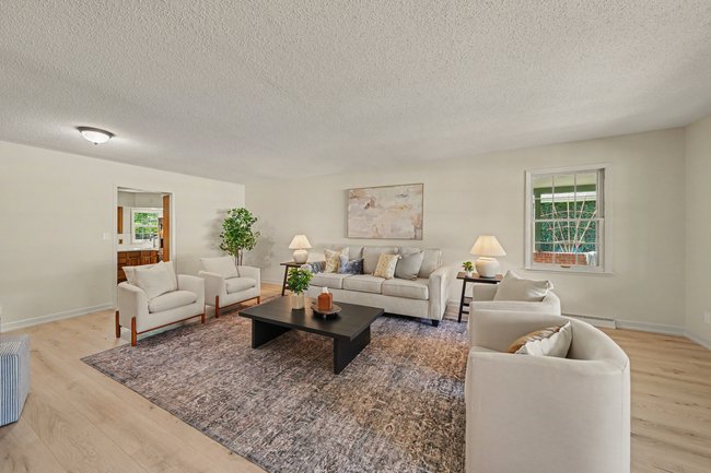 Living room with broad windows