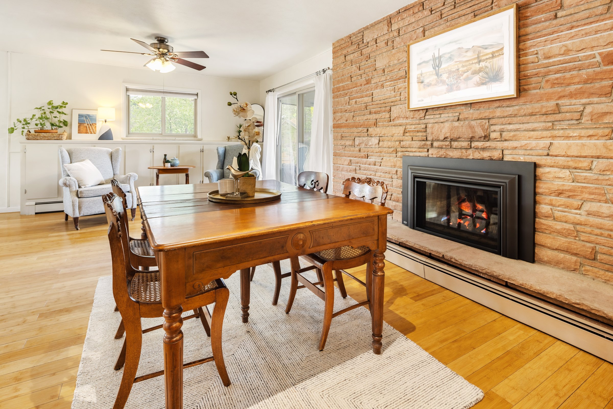 Dining area and fireplace at 3110 Ward Ct