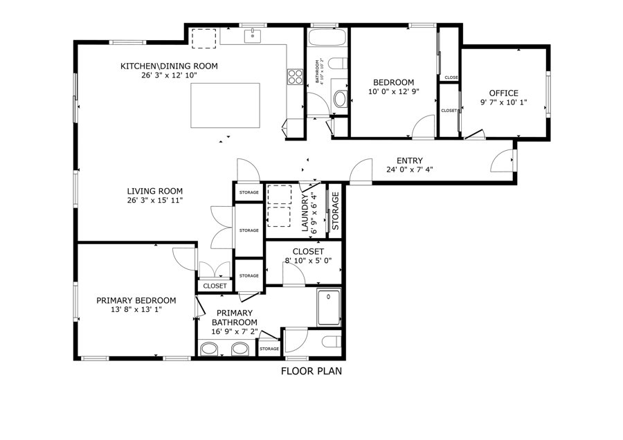 One-level floor plan for 7936 Shoshone Street