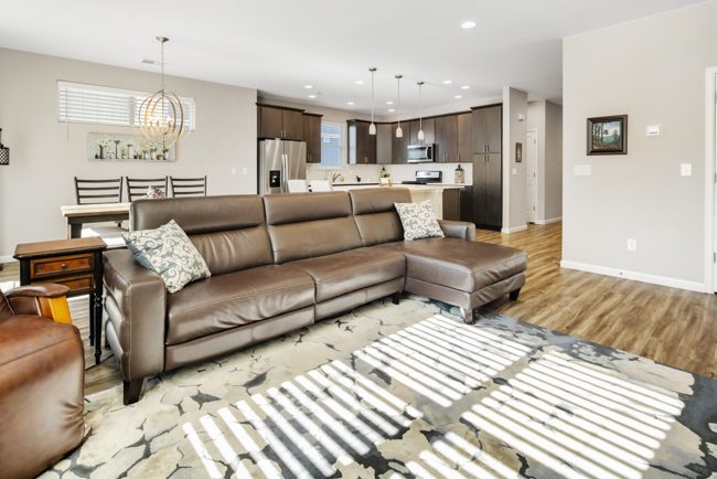 Living room open to kitchen